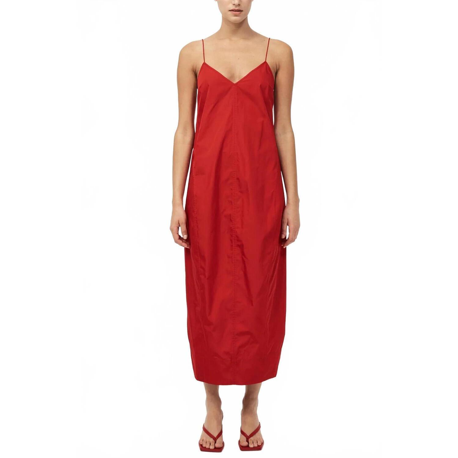 New St. Agni Paper Taffeta Cocoon Dress In Red